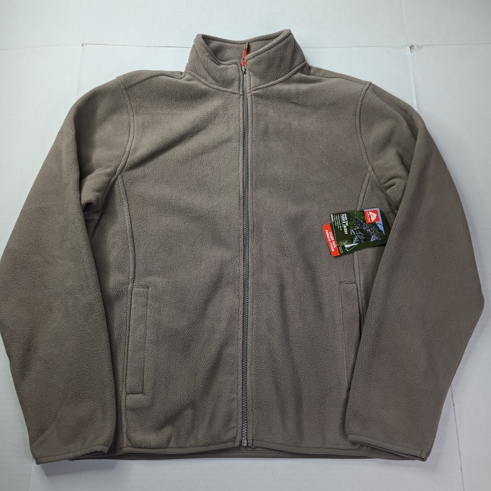 Ozark Trail Polar Fleece Jacket Men's Size M Medium Taupe Falls Polyester‎